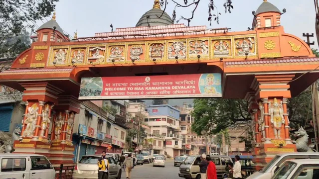 a sign over a street